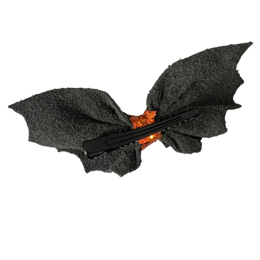 Emerald Witch Bat Wings Hair Clip - Mystical Green Glitter