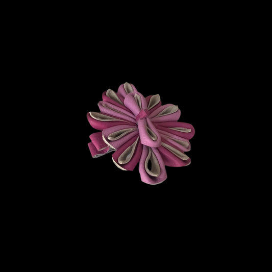 Tsumami Kanzashi Leather Flower Hair Clip