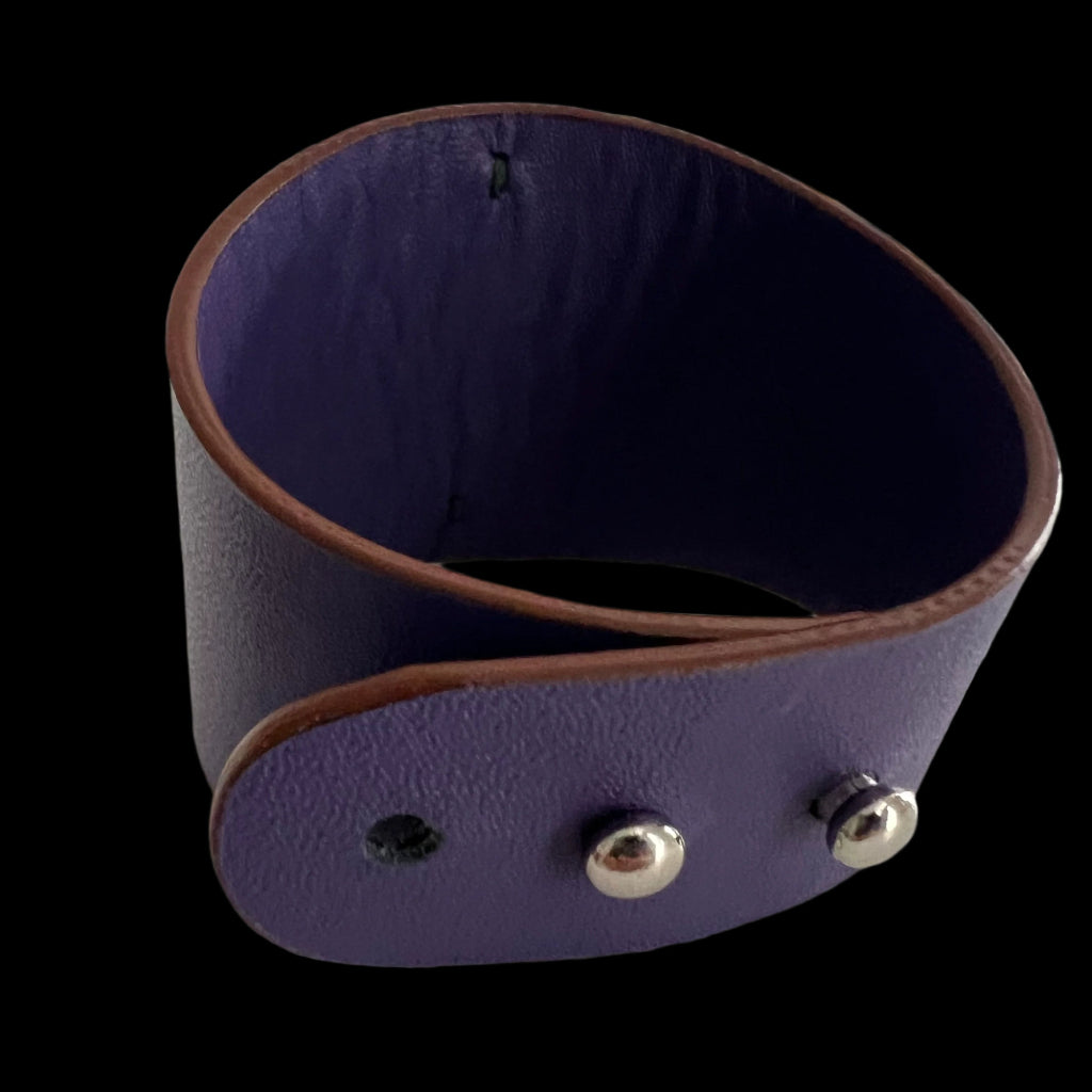 Purple Abalone Shell Leather Cuff