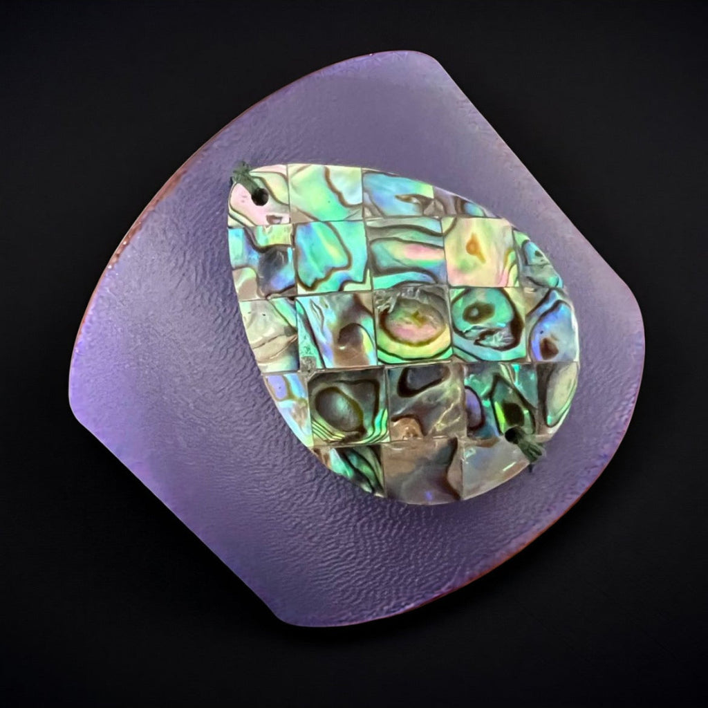 Purple Abalone Shell Leather Cuff