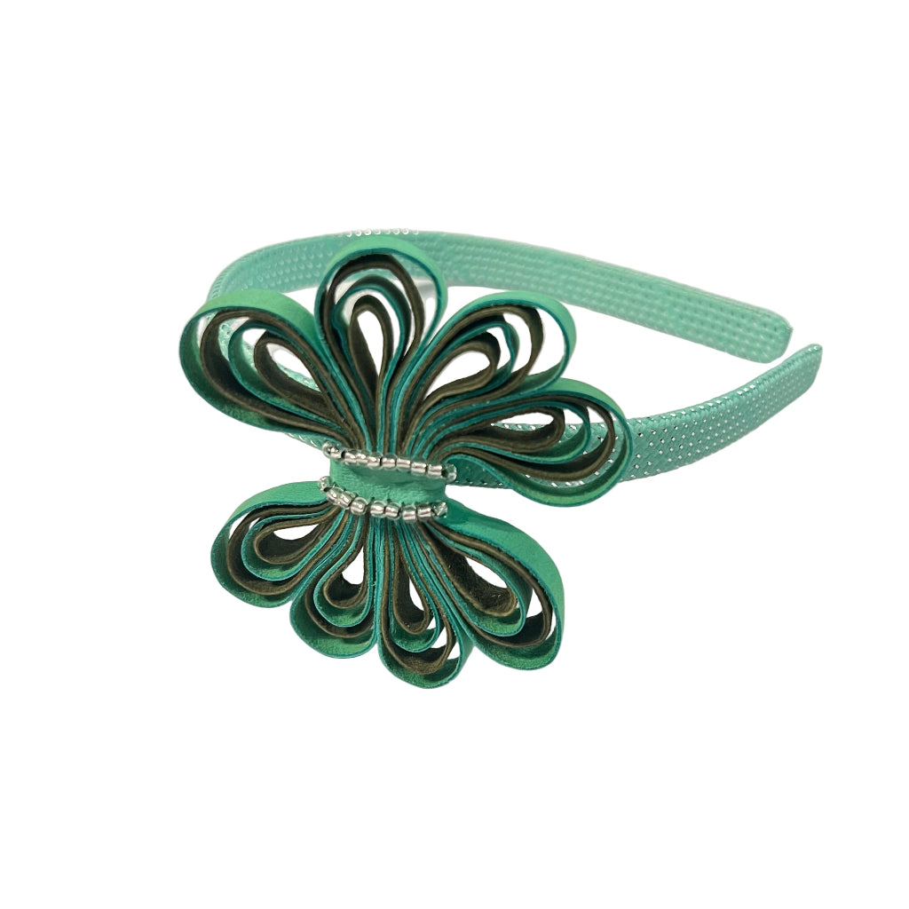 Kanzashi Flower Headband - Japanese-Inspired Hair Accessory with Glass Beads