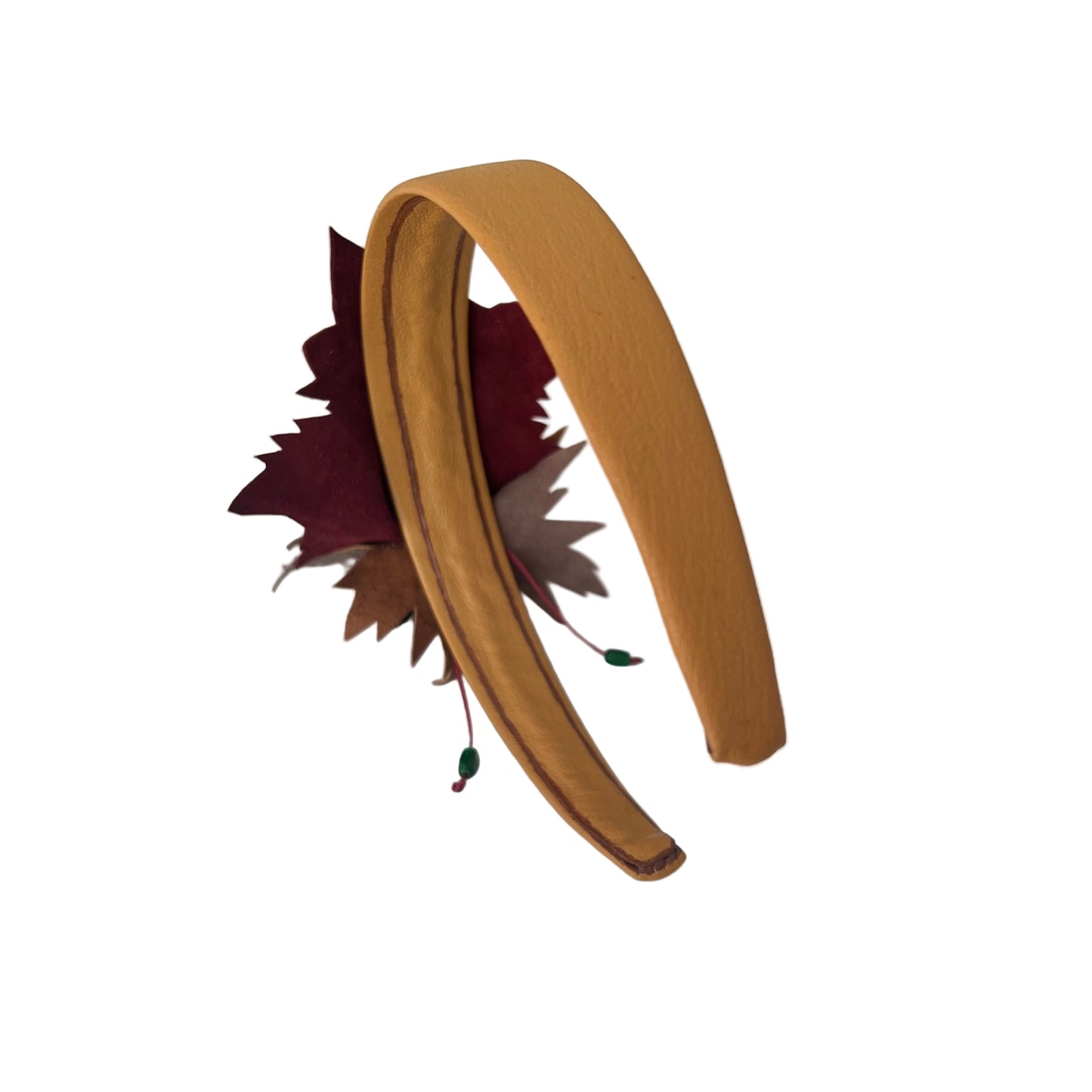 Maple Leaf Headband - Autumn Fall Hair Accessory with Bead Accents