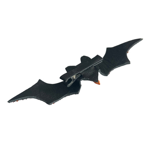 Vampire's Delight Bat Hair Clip - Orange Glitter Spell