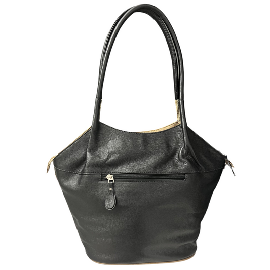 Medium Leather Shoulder Bag - Red Black Gold