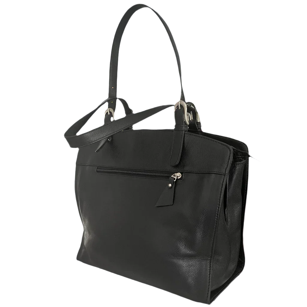 Large Leather Shoulder Bag - Red Black with Black Straps