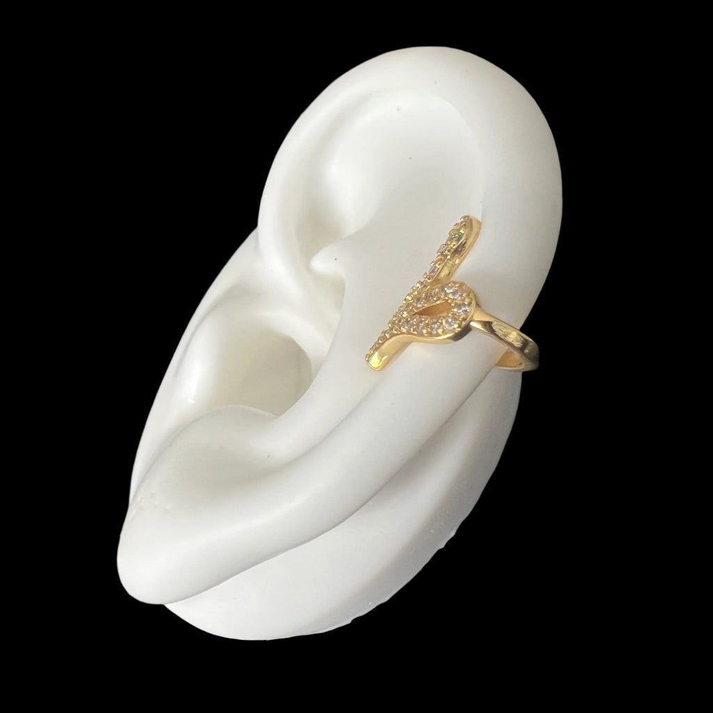 Green Eyes Snake Ear Cuff