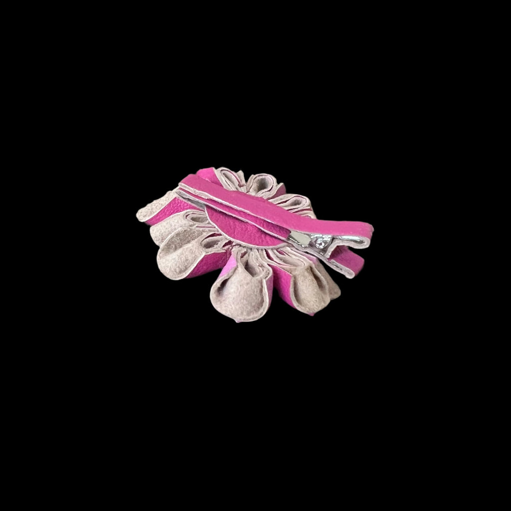 Tsumami Kanzashi Leather Flower Hair Clip