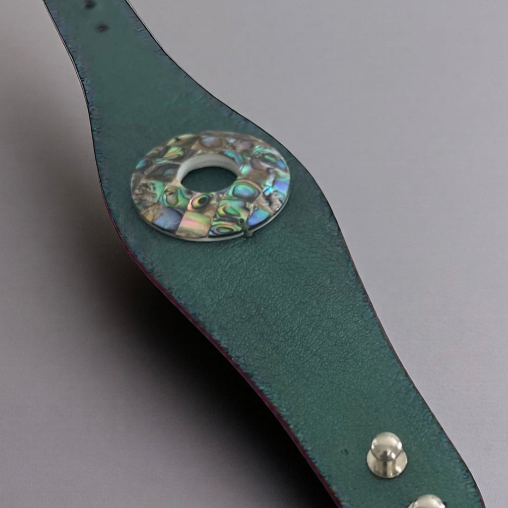 Iridescent Abalone Shell Leather Cuff