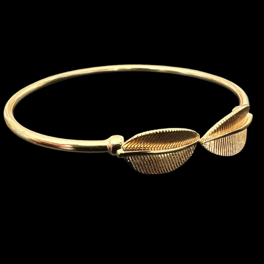 Stainless Steel Leaf Open Cuff Bracelet