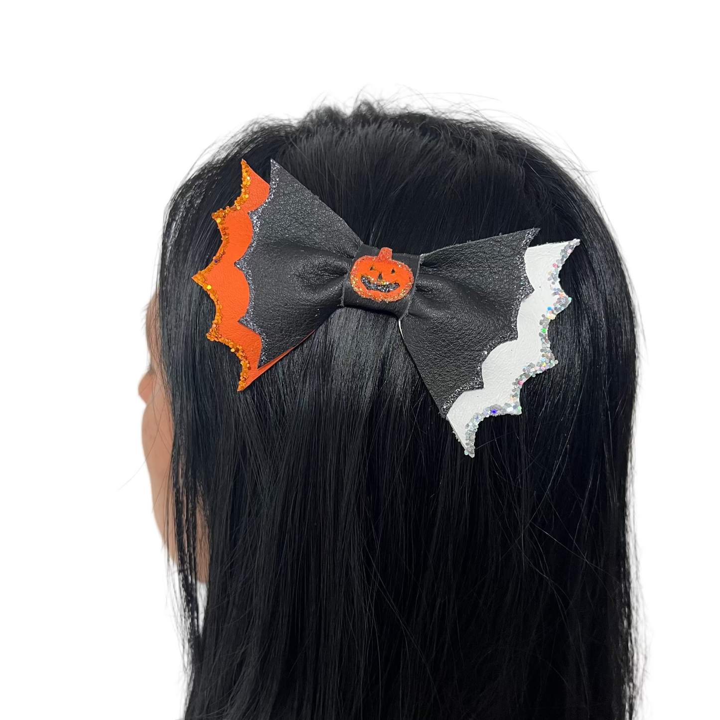 Spooky Wings & Pumpkin Bow Hair Clip