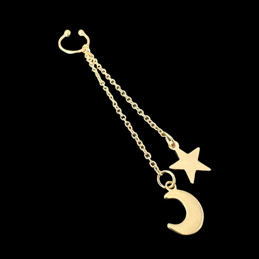 Chain, Star & Crescent Moon Ear cuff