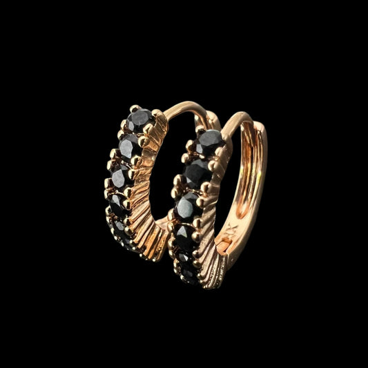 Black Rhinestone Hoops