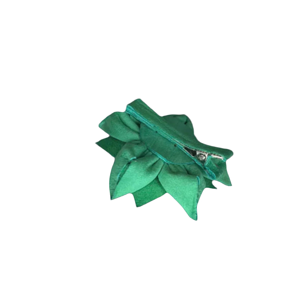 Natural Beauty Green Suede Multi-Layer Floral Hair Clip
