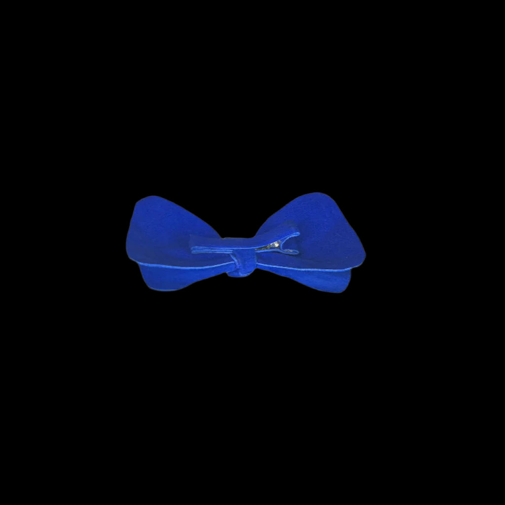 Supple Suede Bow on Bow Hair Clip - Royal Blue