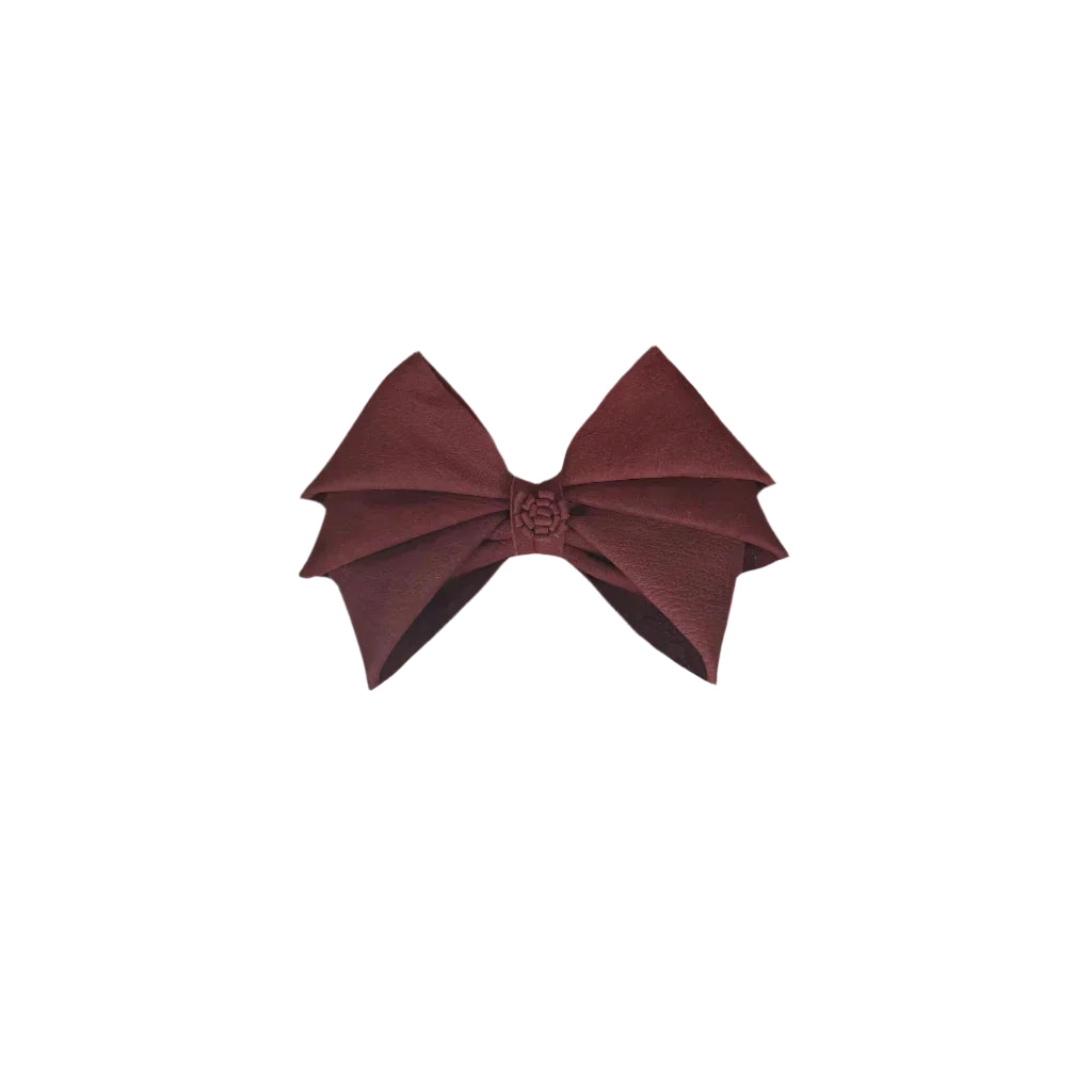 Elegant Burgundy Pleated Bow Hair Pin