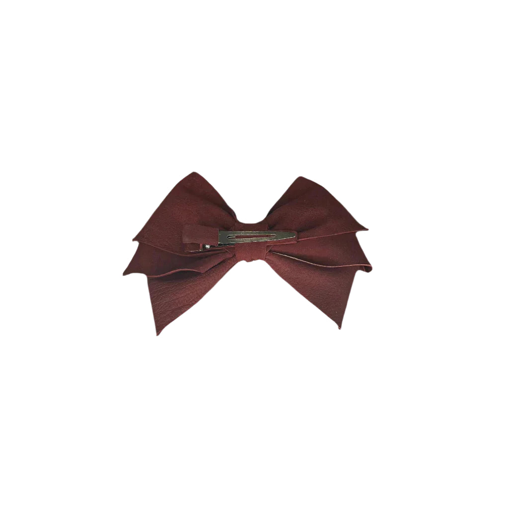 Elegant Burgundy Pleated Bow Hair Clip