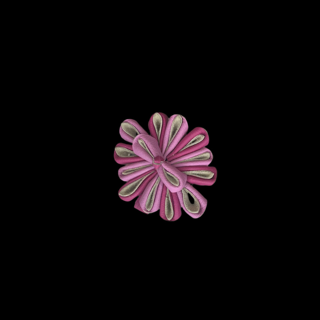 Tsumami Kanzashi Leather Flower Hair Pin