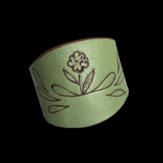 Reversible Floral Leather Cuff