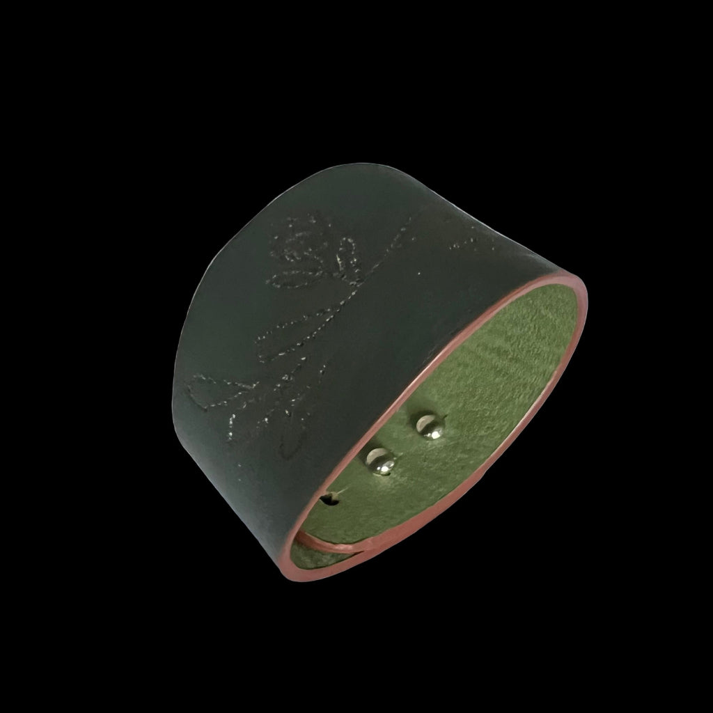 Reversible Floral Leather Cuff