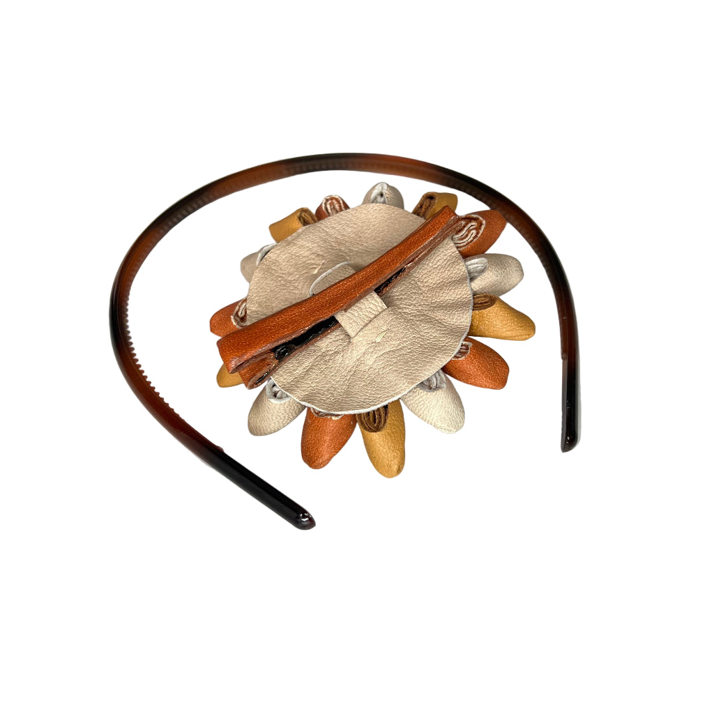 Crystal Sunflower Leather Hair Accessory Set - Yellow Tones