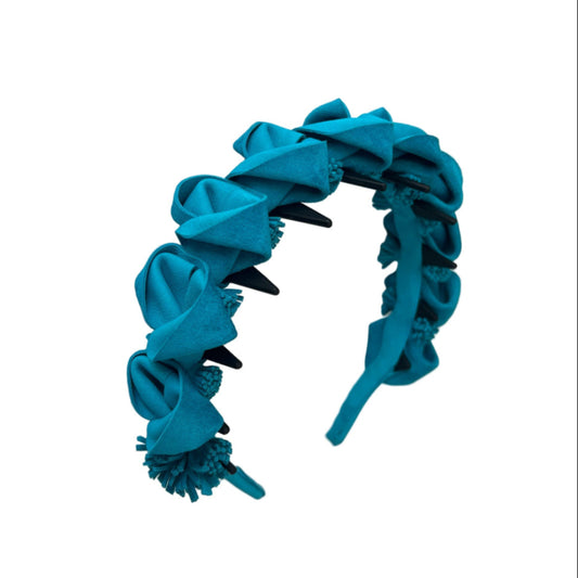 Handcrafted Turquoise Blue Origami Suede Headband