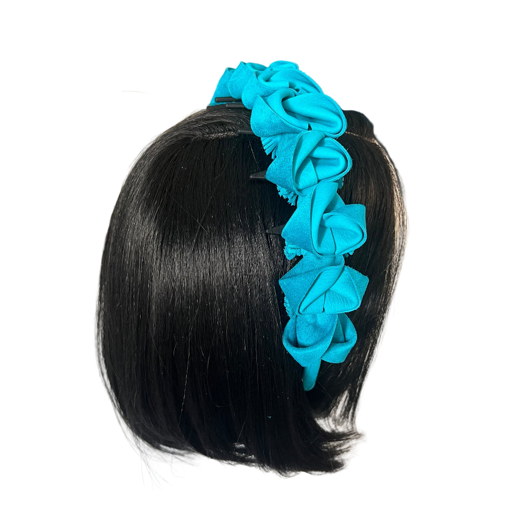 Handcrafted Turquoise Blue Origami Suede Headband