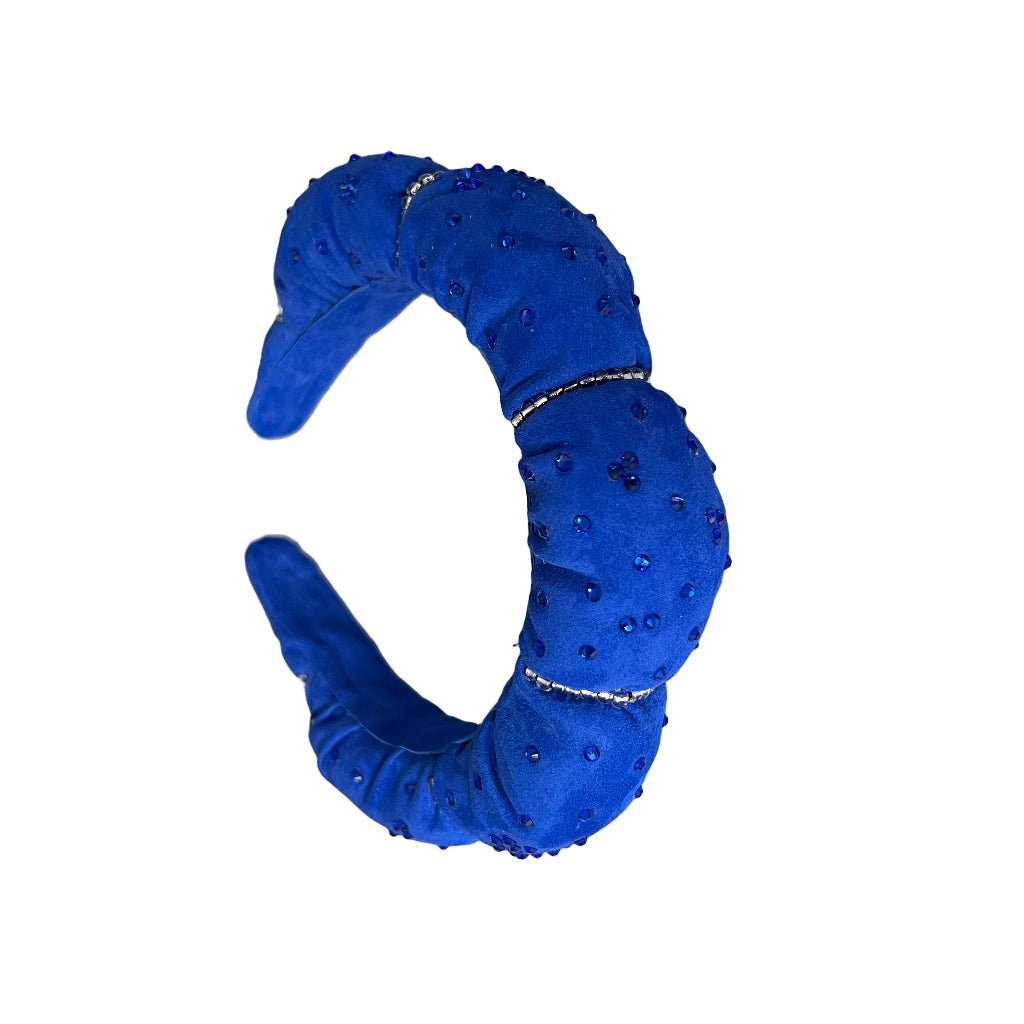 Royal Blue Suede Rhinestone Headband - Hair Accessory