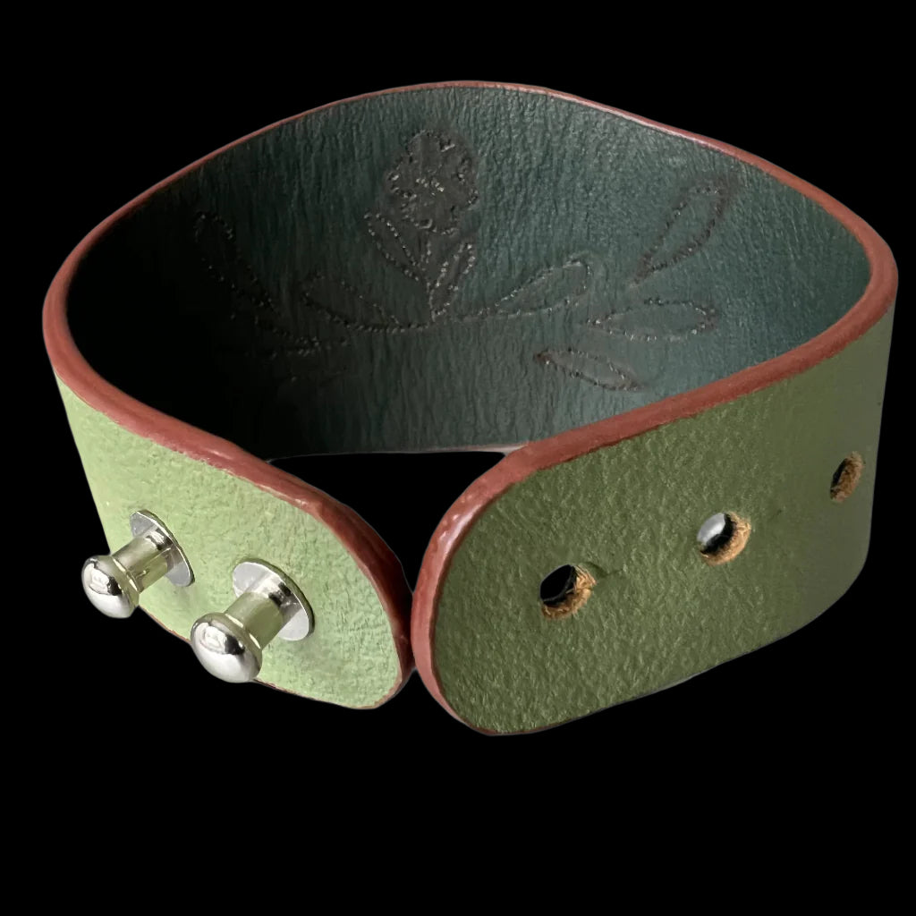 Reversible Floral Leather Cuff