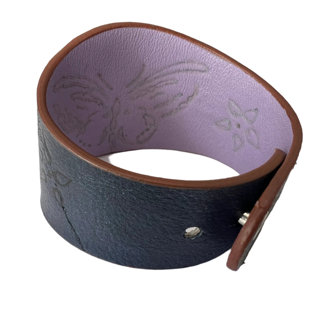 Reversible Butterfly Leather Cuff