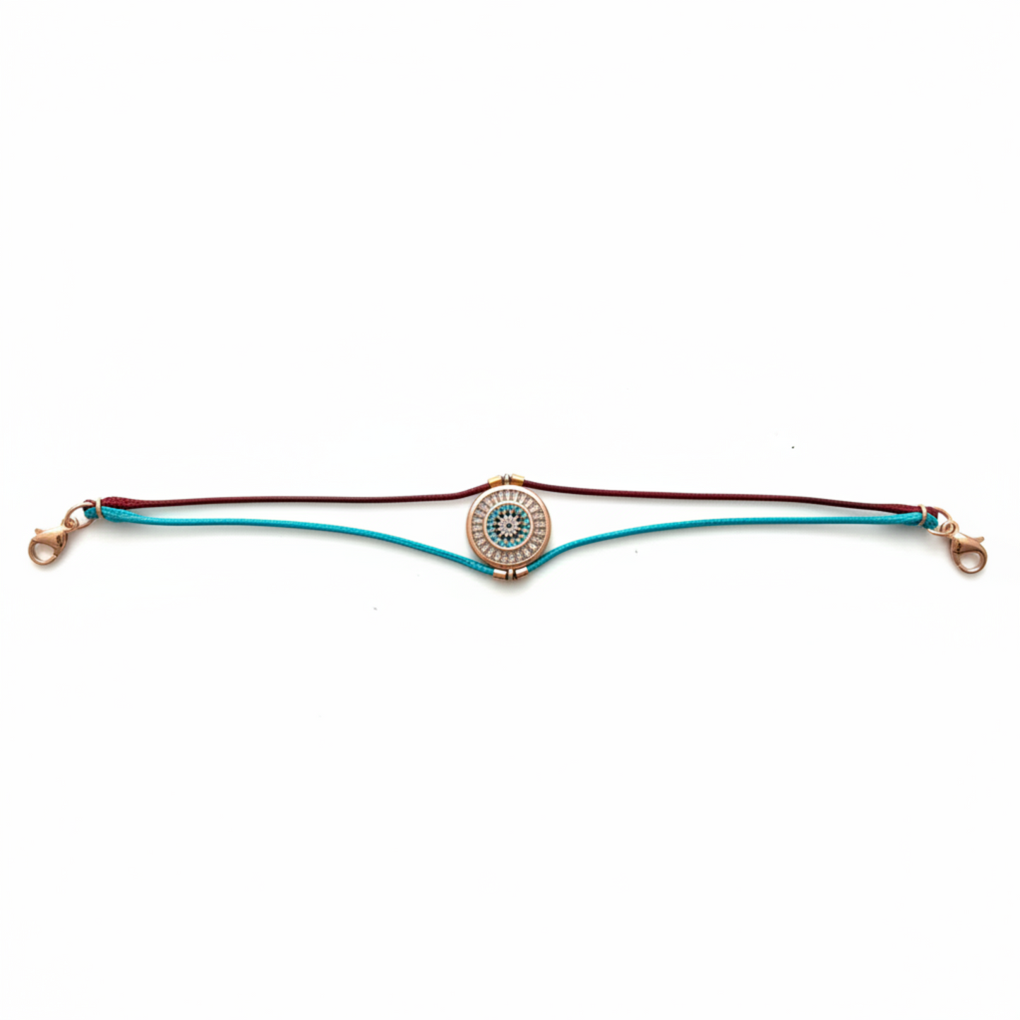 Burgundy and turquoise bracelet - flat lay
