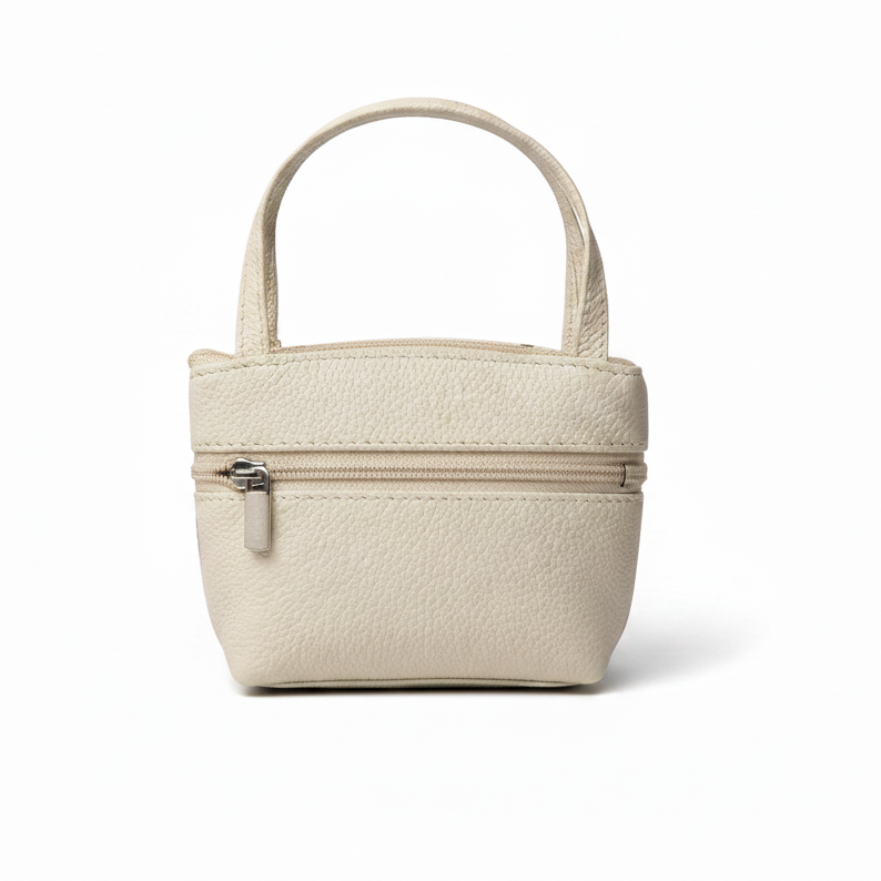 Cream Mini Bag Single Zipper White Background