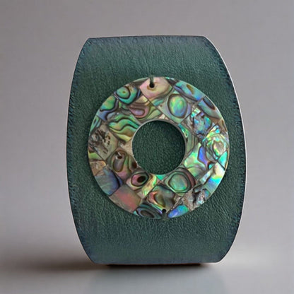 Iridescent Abalone Shell Leather Cuff