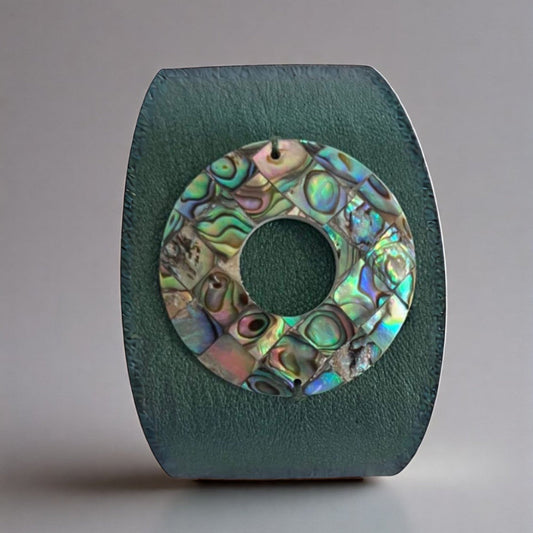 Iridescent Abalone Shell Leather Cuff