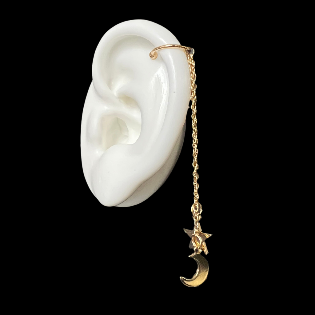 Chain, Star & Crescent Moon Ear cuff