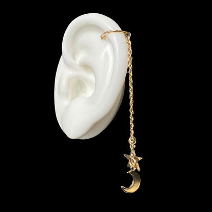 Chain, Star & Crescent Moon Ear cuff