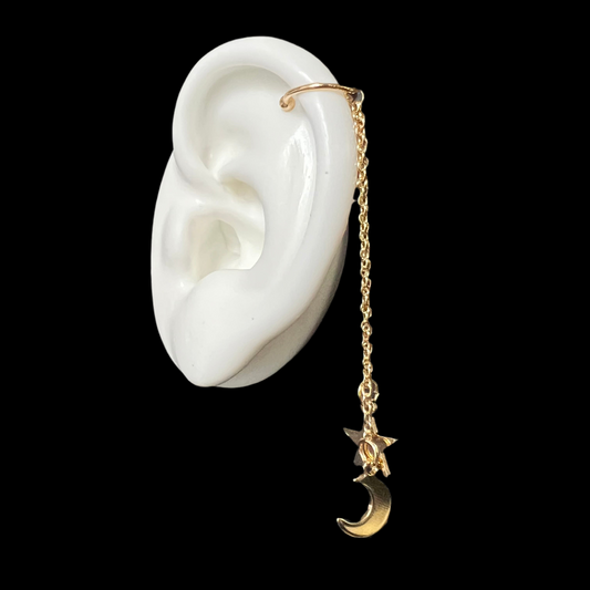 Chain, Star & Crescent Moon Ear cuff