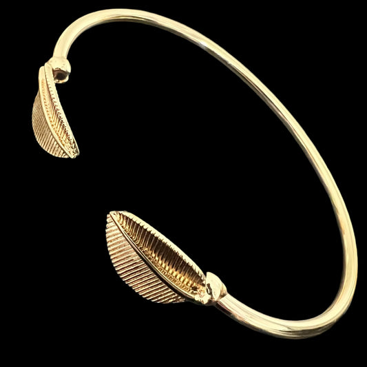 Stainless Steel Leaf Open Cuff Bracelet