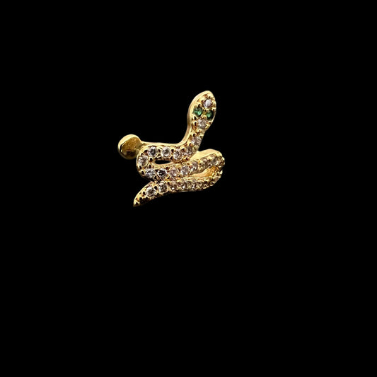Green Eyes Snake Ear Cuff