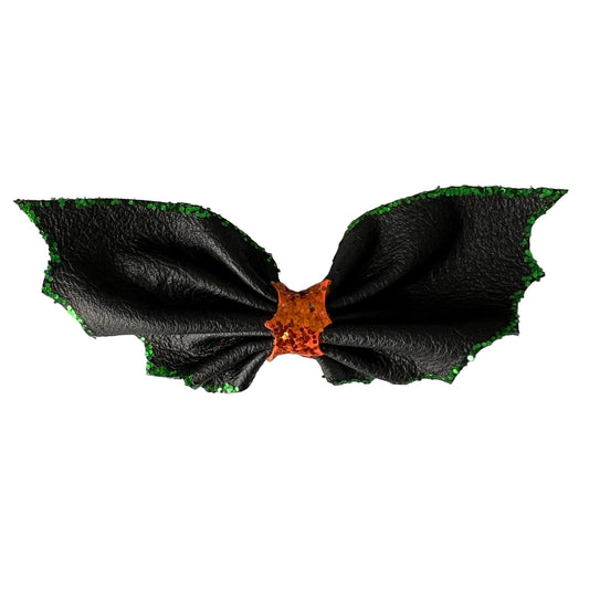 Emerald Witch Bat Wings Hairpin - Mystical Green Glitter