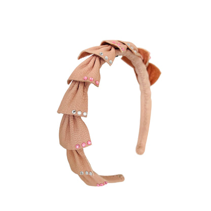 Pale Pink Leather Rhinestone Headband - Hair Accessory