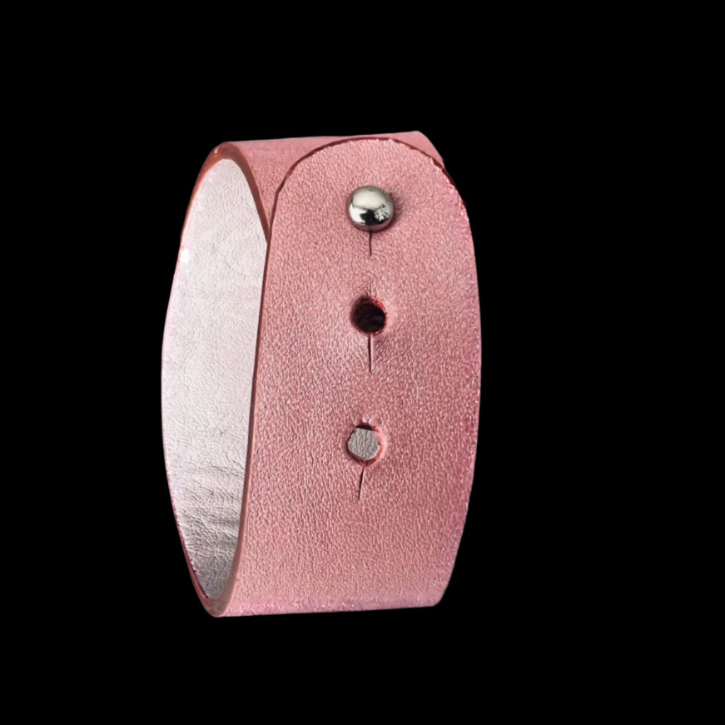 Pink Abalone Shell Leather Cuff