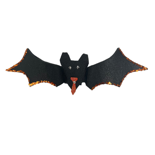 Vampire's Delight Bat Hairpin - Orange Glitter Spell