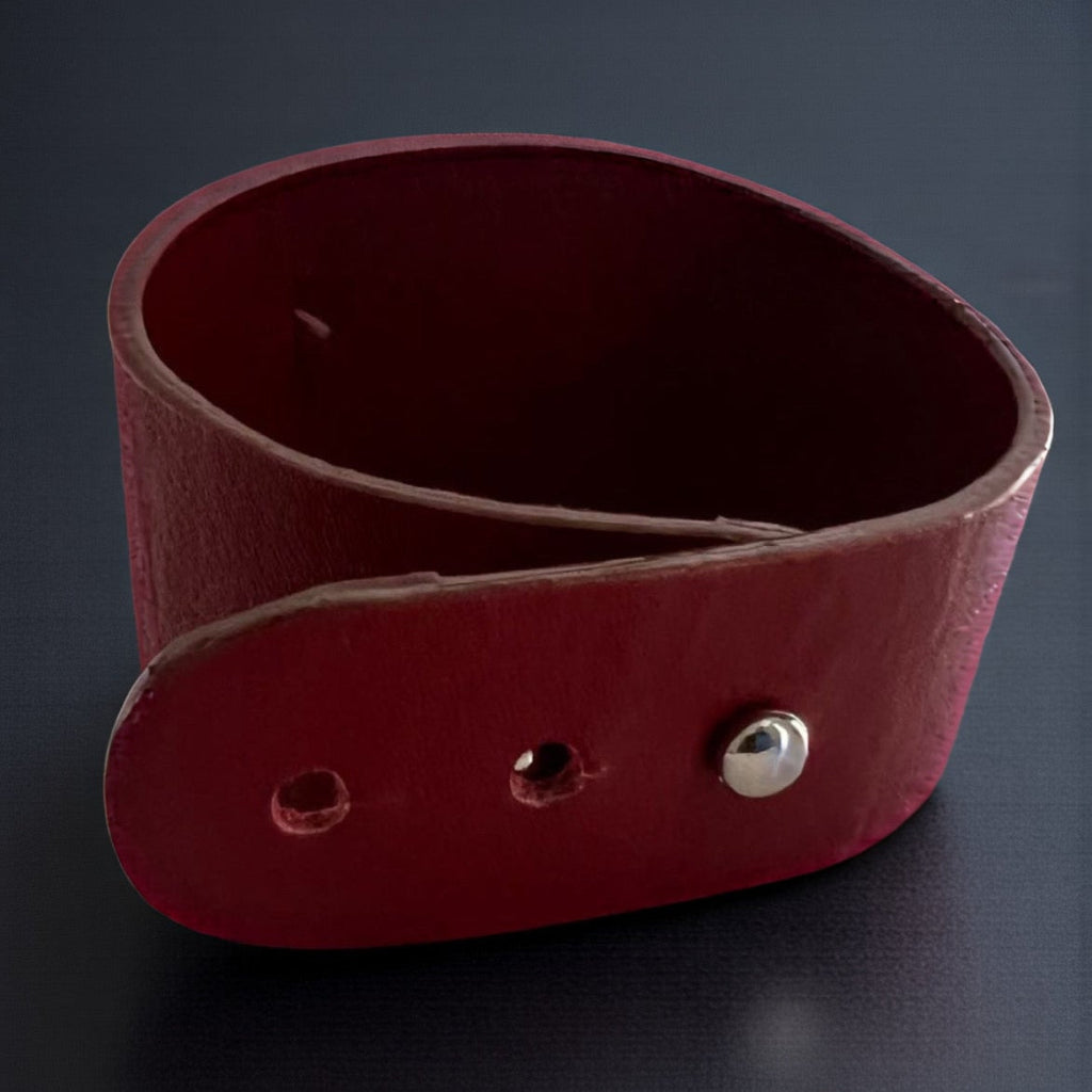Red Abalone Shell Leather Cuff