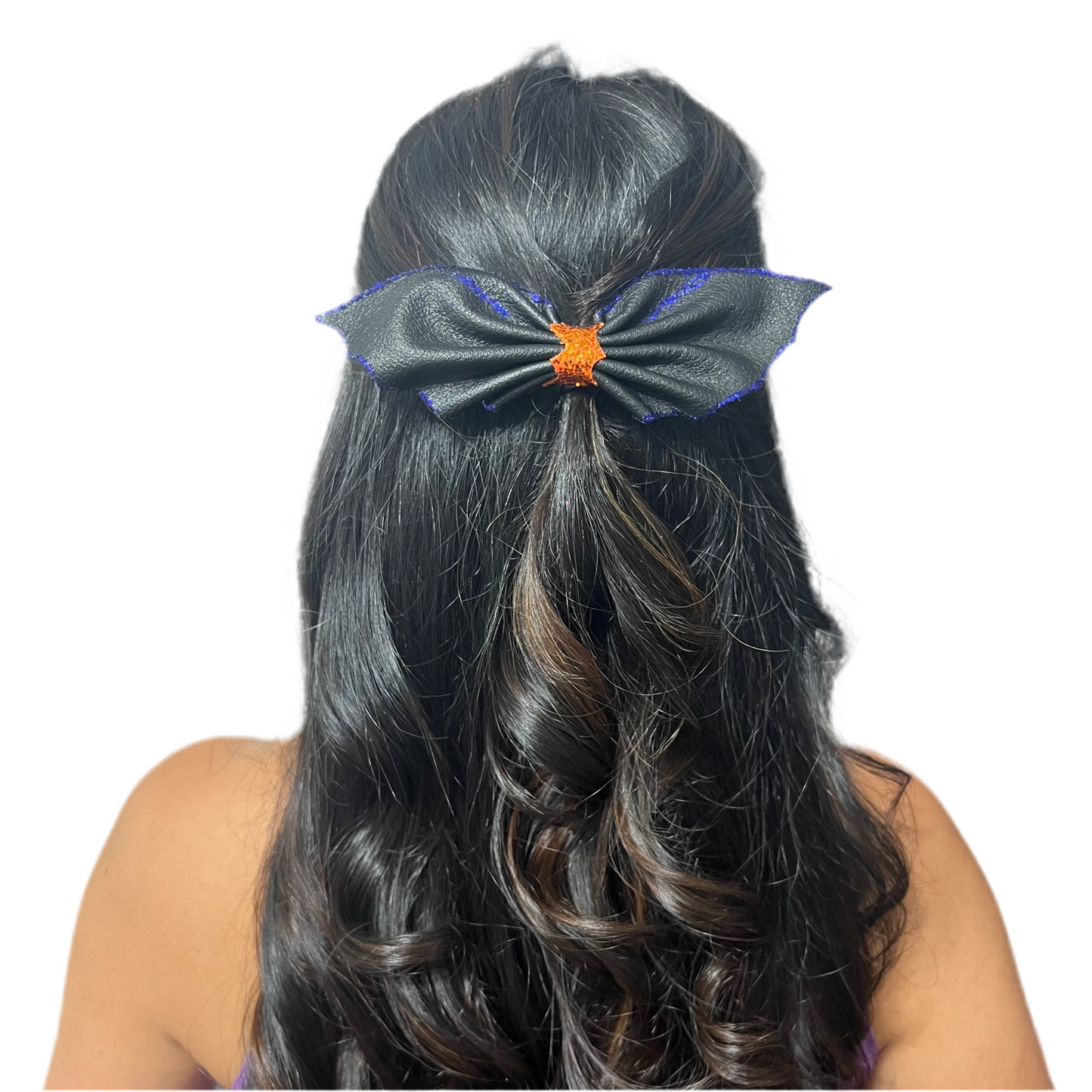 Dark Sorceress Bat Wings Hairpin - Purple Magic Glitter
