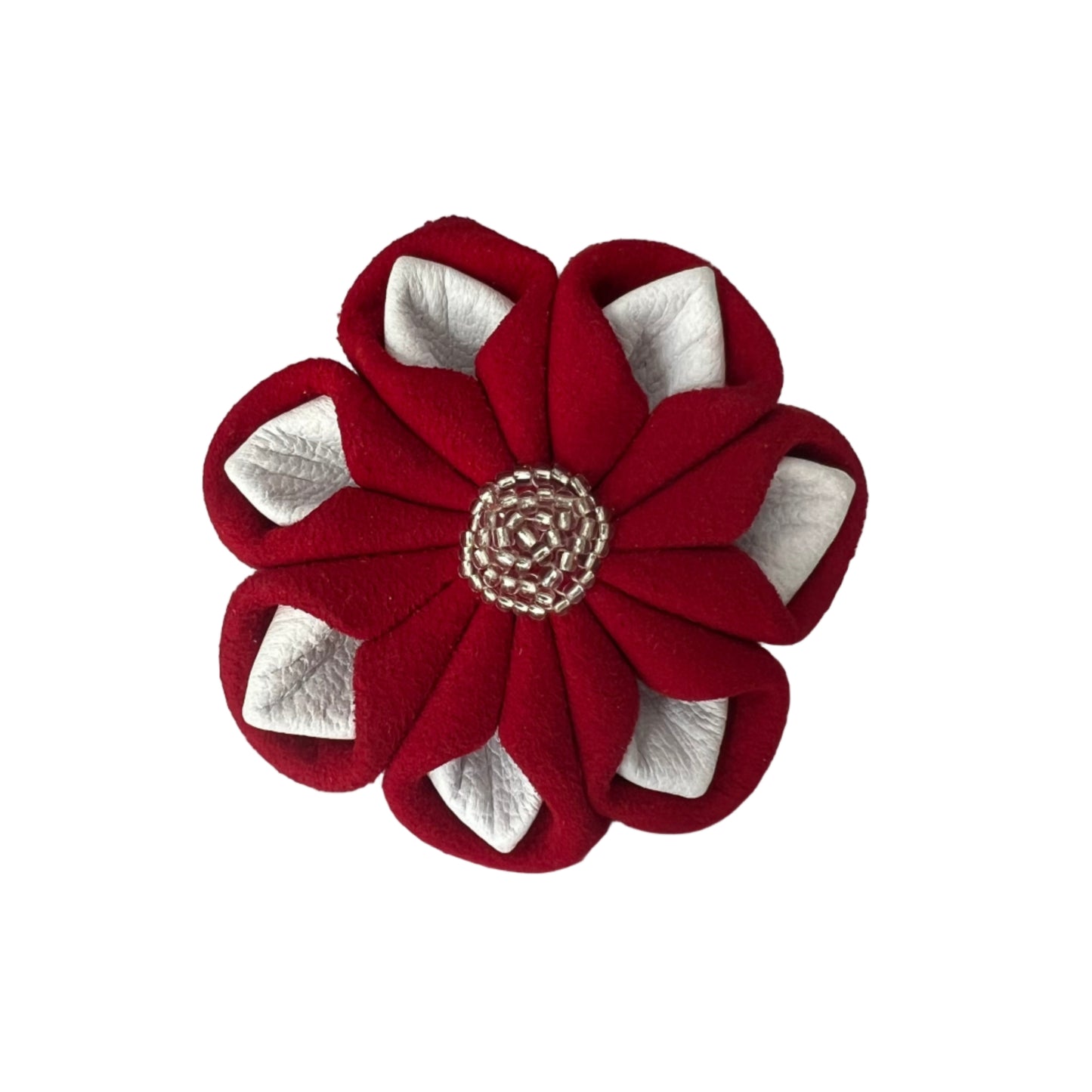 Crimson Bloom Leather Hair Clip