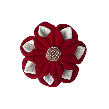 Crimson Bloom Leather Hair Clip