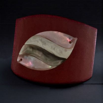 Red Abalone Shell Leather Cuff
