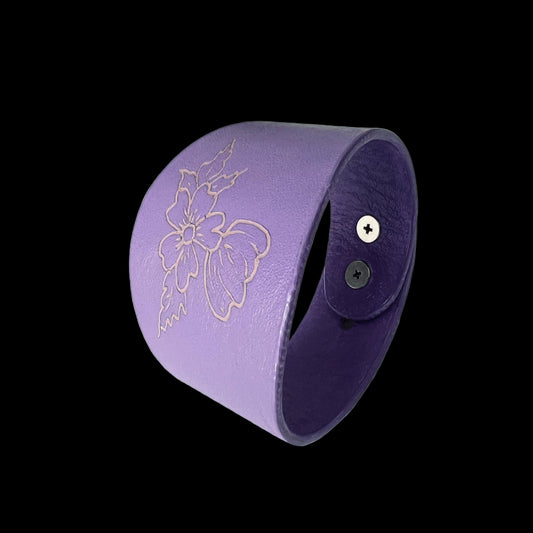 Flower and Tulip Leather Cuff