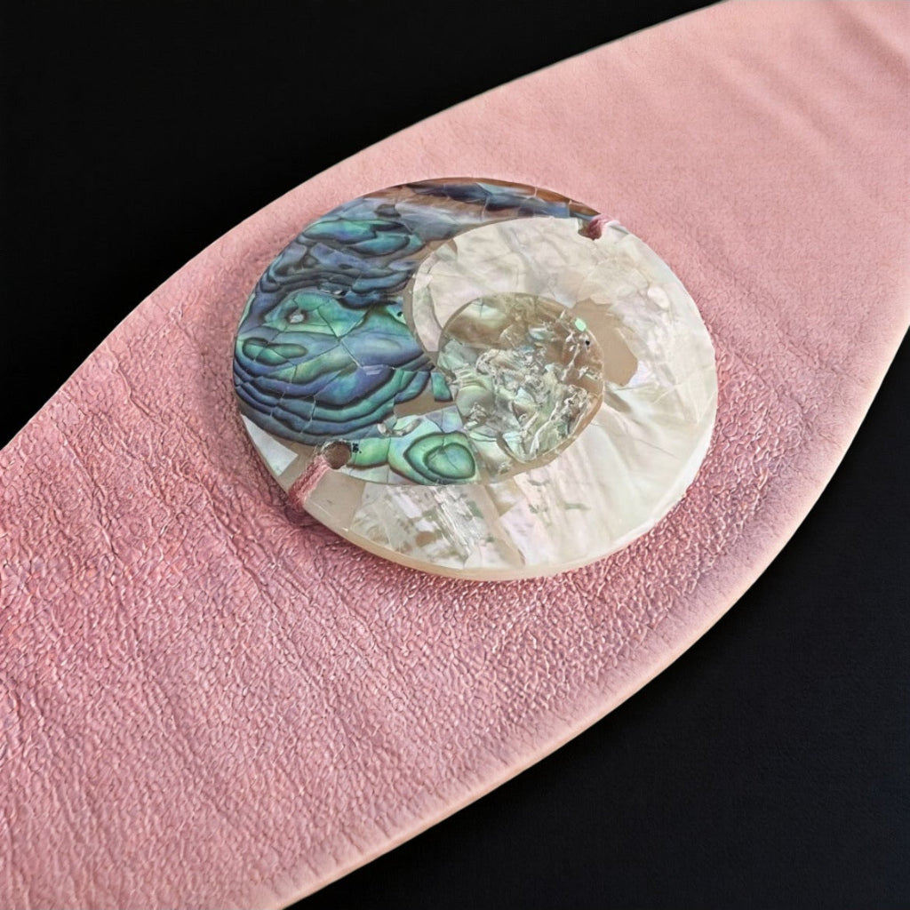Pink Abalone Shell Leather Cuff