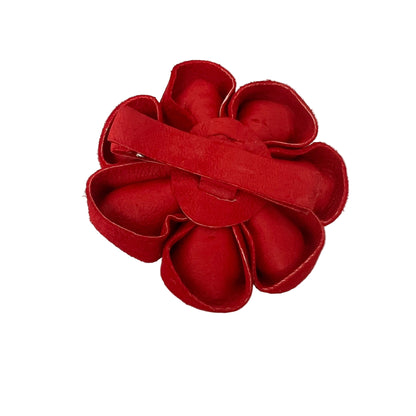 Crimson Bloom Leather Hair Clip